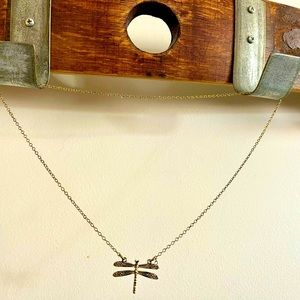 Dragon Fly long chain necklace. Brass/Metal.